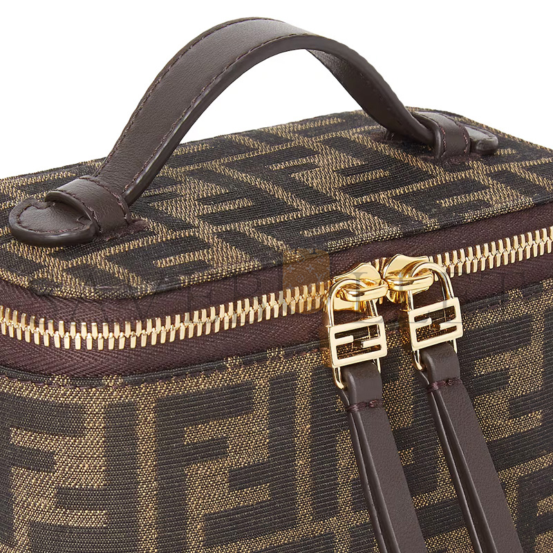 FENDI VANITY TOBACCO BROWN FF JACQUARD FABRIC MINI-BAG 8BS108AFPMF1GL7 (16*11*8cm) FENDI VANITY TOBACCO BROWN FF JACQUARD FABRIC MINI-BAG 8BS108AFPMF1GL7 (16*11*8cm)